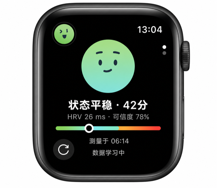 Welltide Apple Watch 压力状态界面